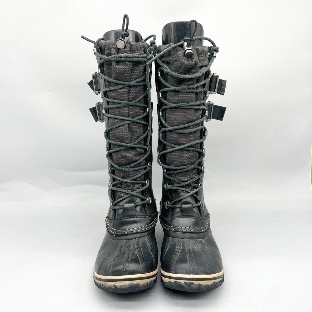 Sorel Womens 7 Conquest Carly II Boots Waterproof Black Gray Tall Winter Snow - Picture 2 of 11